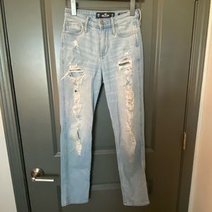 Hollister Light Wash Distressed Mom Jeans